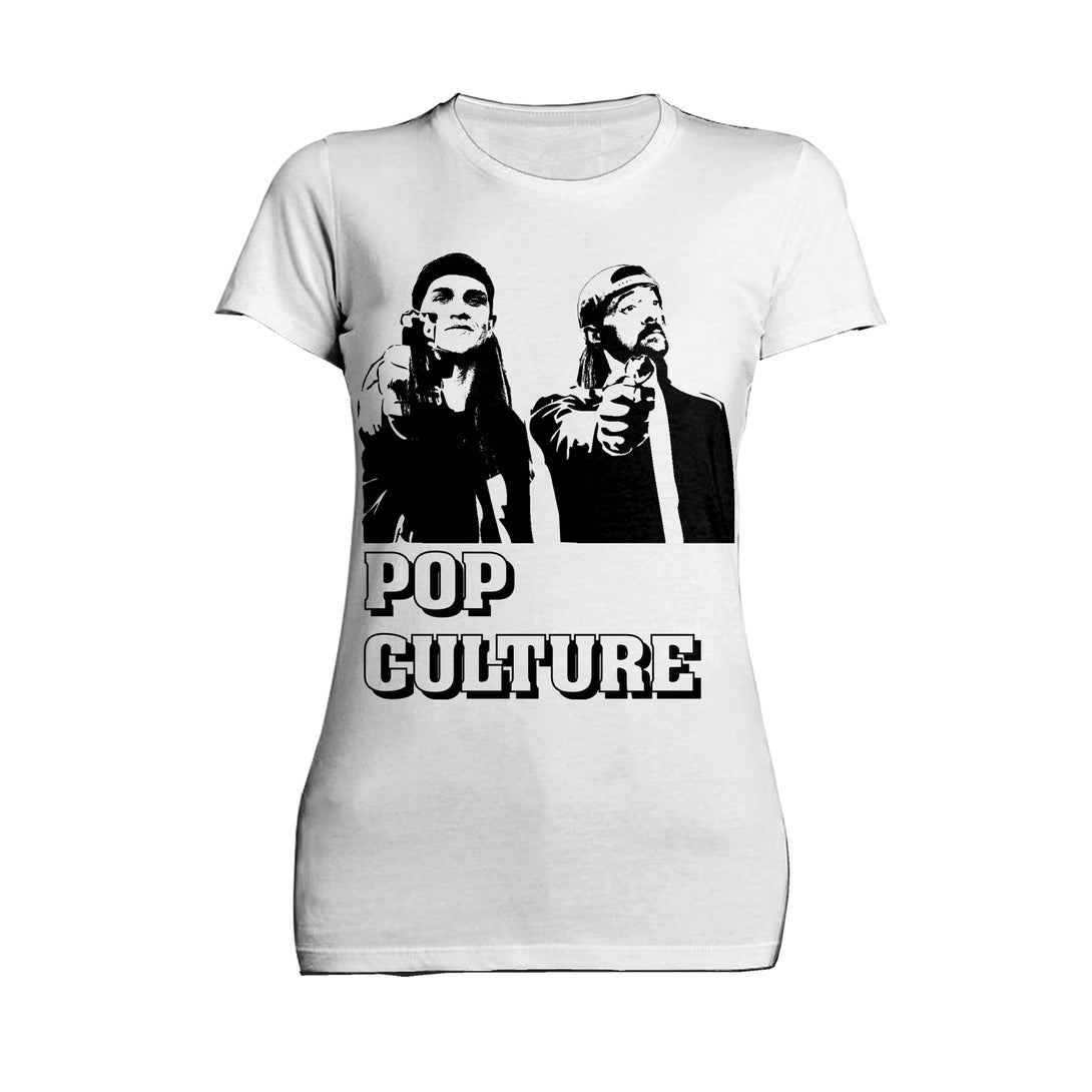 Kevin Smith Jay & Silent Bob Pop Culture Fiction Remix Official Women's T-Shirt White - Urban Species