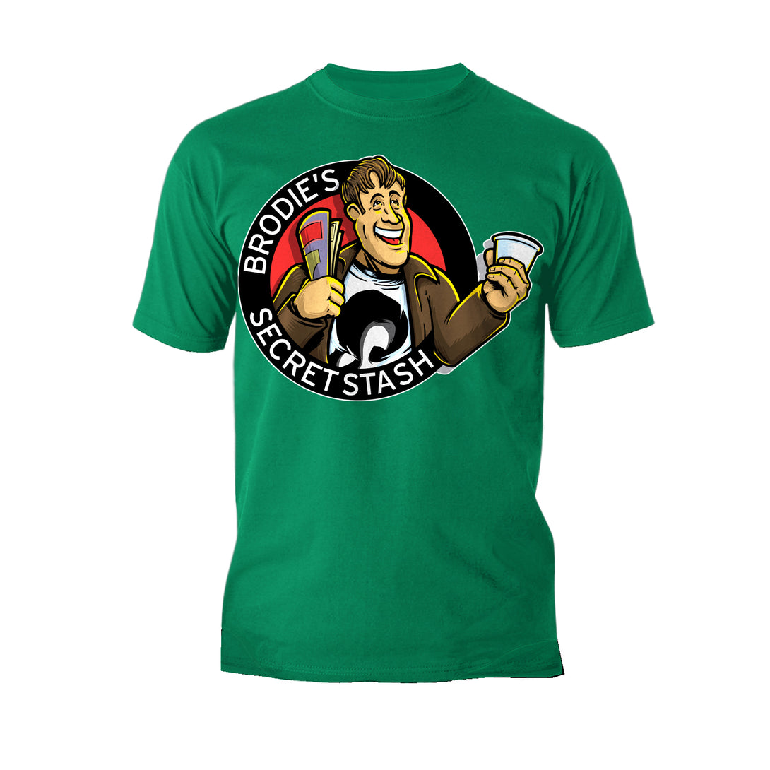 Kevin Smith Jay & Silent Bob Reboot Brodie's Secret Stash Comic Book Store Logo Official Men's T-Shirt Green - Urban Species
