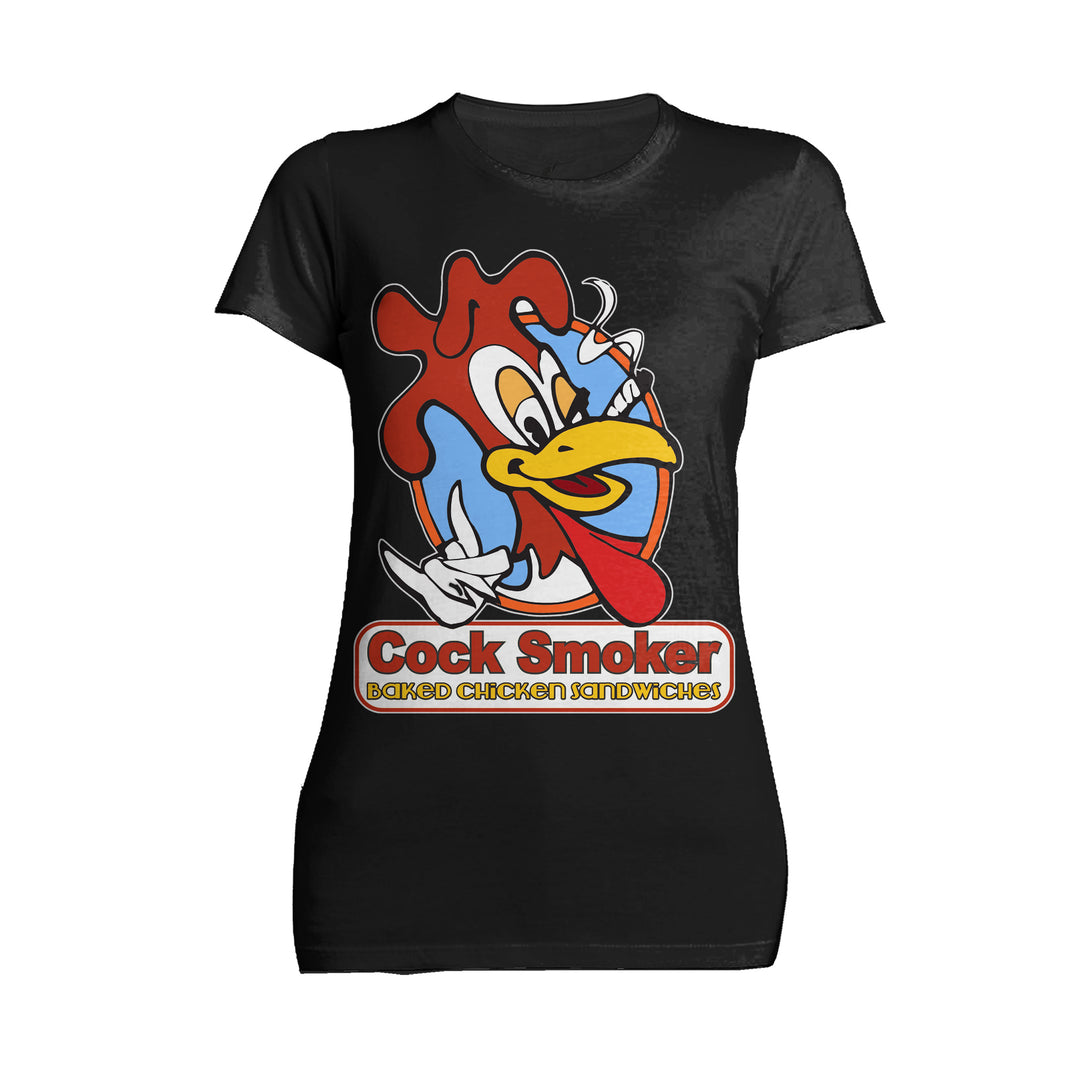 Kevin Smith Jay & Silent Bob Reboot Cock Smoker Baked Chicken Sandwiches Logo Official Women's T-Shirt Black - Urban Species