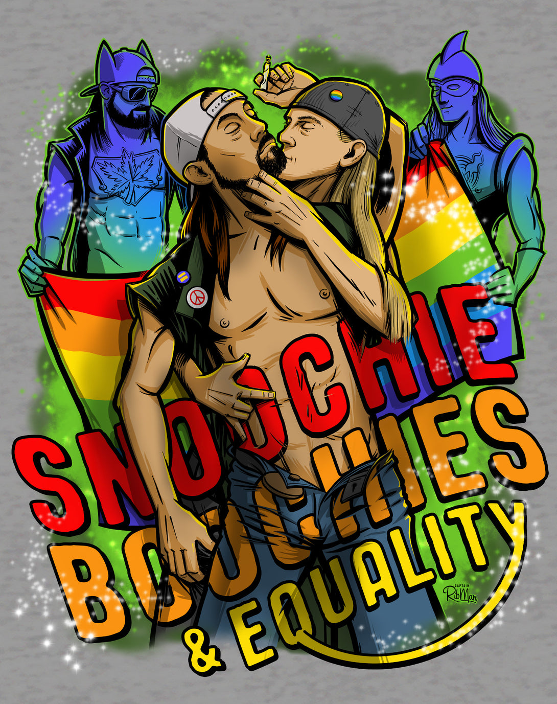 Kevin Smith Jay & Silent Bob Reboot LGBTQ Splash Official Women's T-Shirt Sports Grey - Urban Species Design Close Up