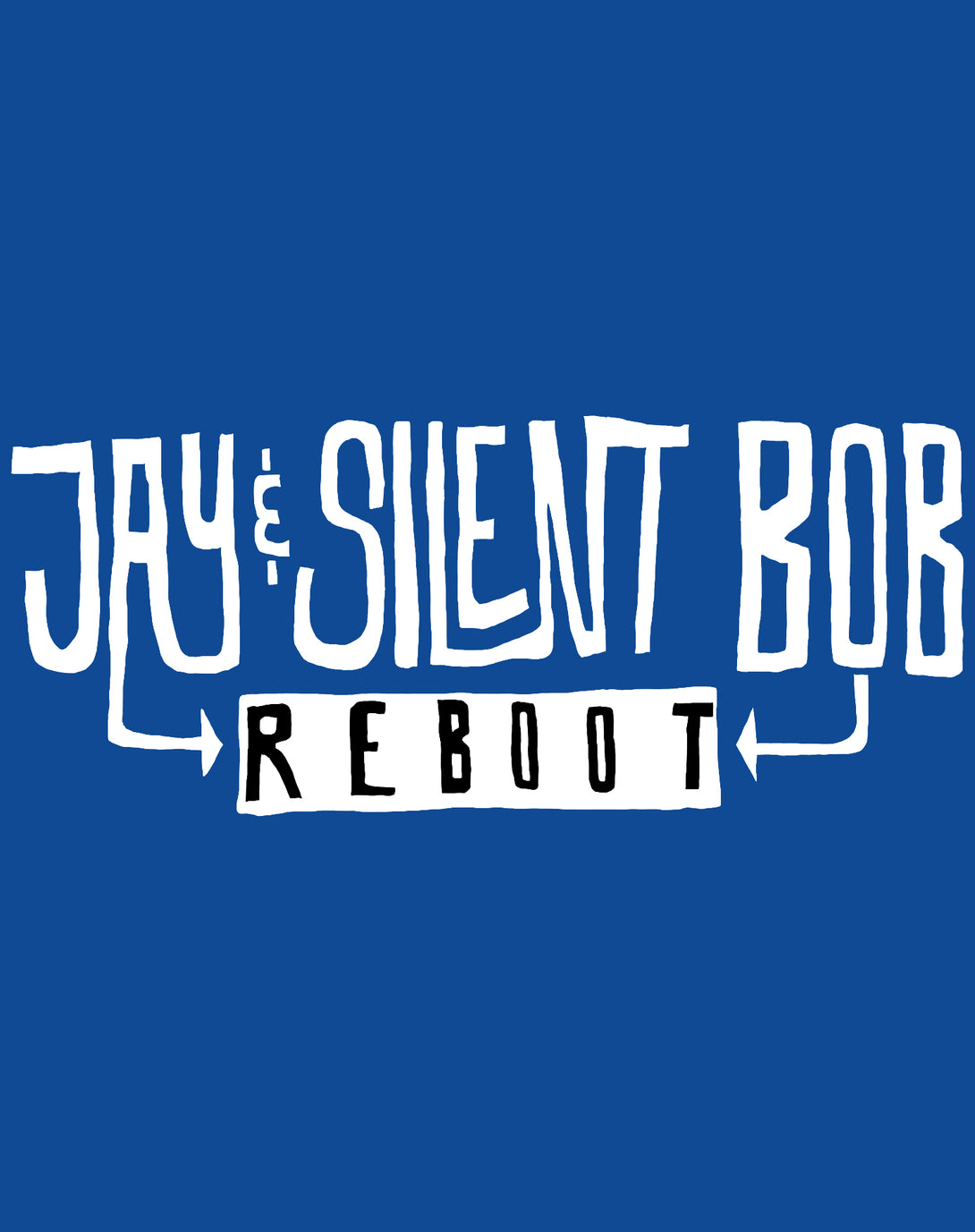 Kevin Smith Jay & Silent Bob Reboot Movie Logo Official Men's T-Shirt Blue - Urban Species Design Close Up