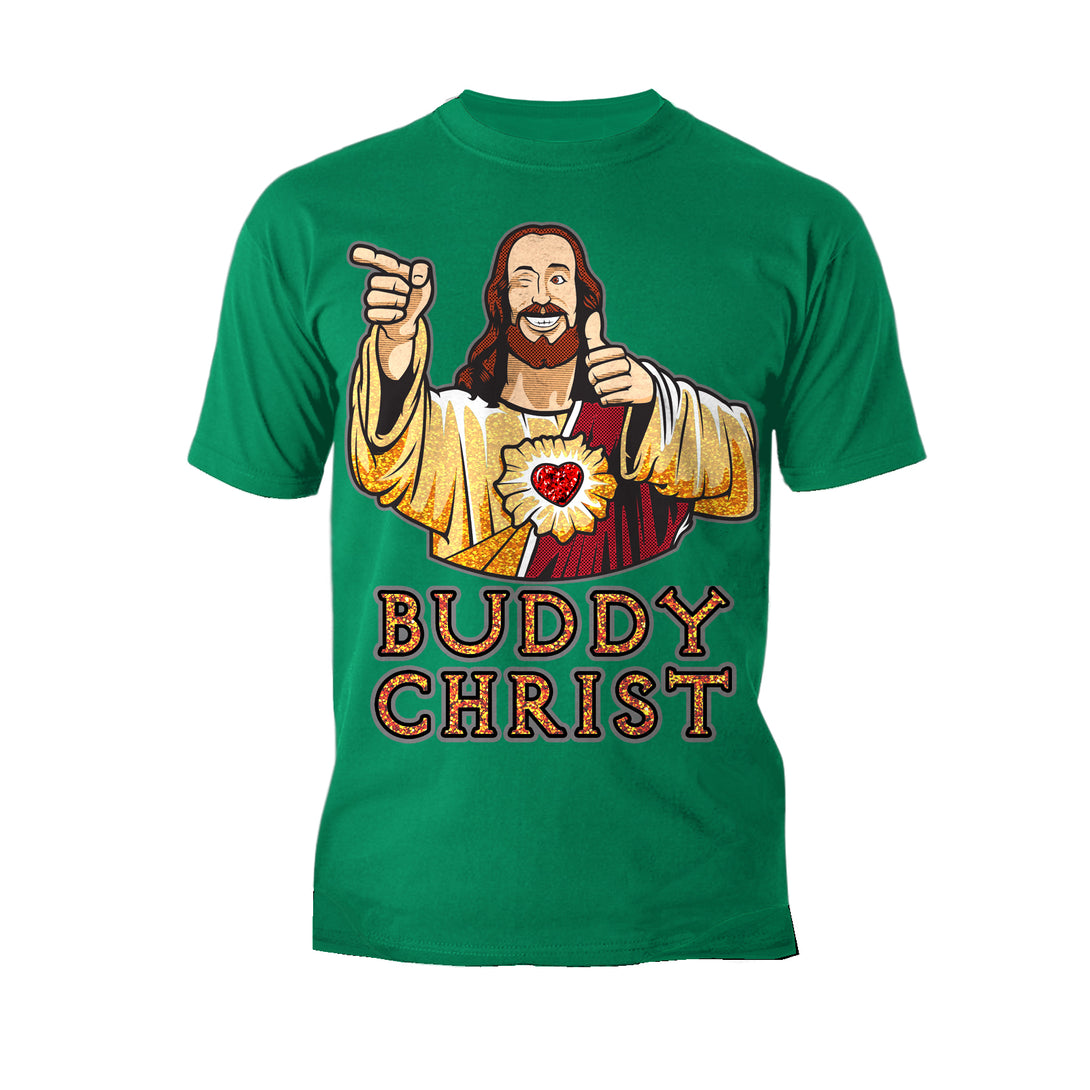 Kevin Smith View Askewniverse Buddy Christ Got Golden Wow Edition Official Men's T-Shirt Green - Urban Species