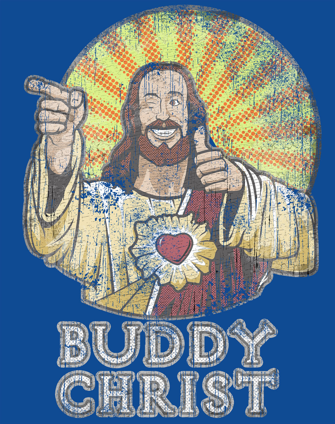 Kevin Smith View Askewniverse Buddy Christ Got Summer Vintage Variant Official Women's T-Shirt Blue - Urban Species Design Close Up