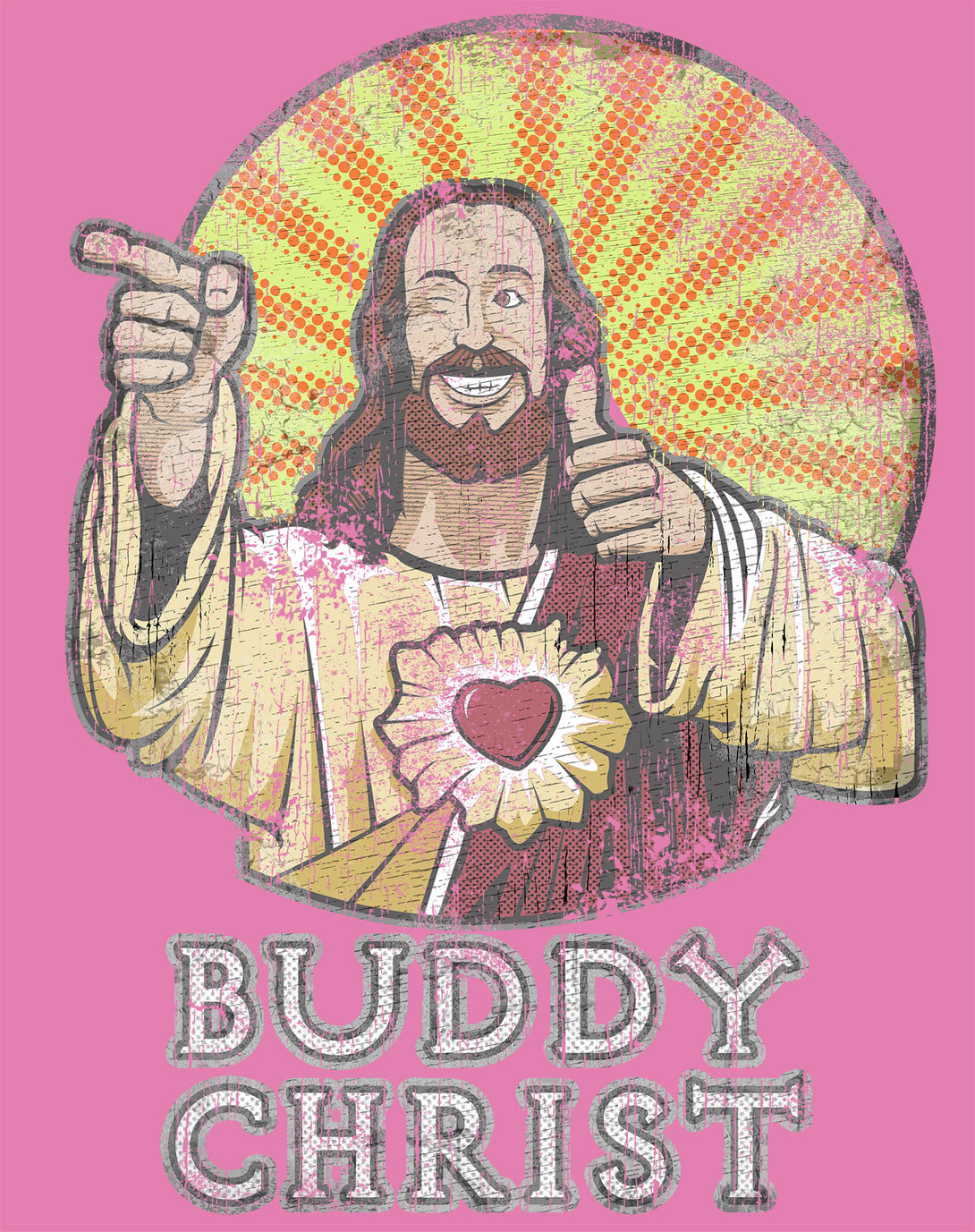Kevin Smith View Askewniverse Buddy Christ Got Summer Vintage Variant Official Women's T-Shirt Pink - Urban Species Design Close Up