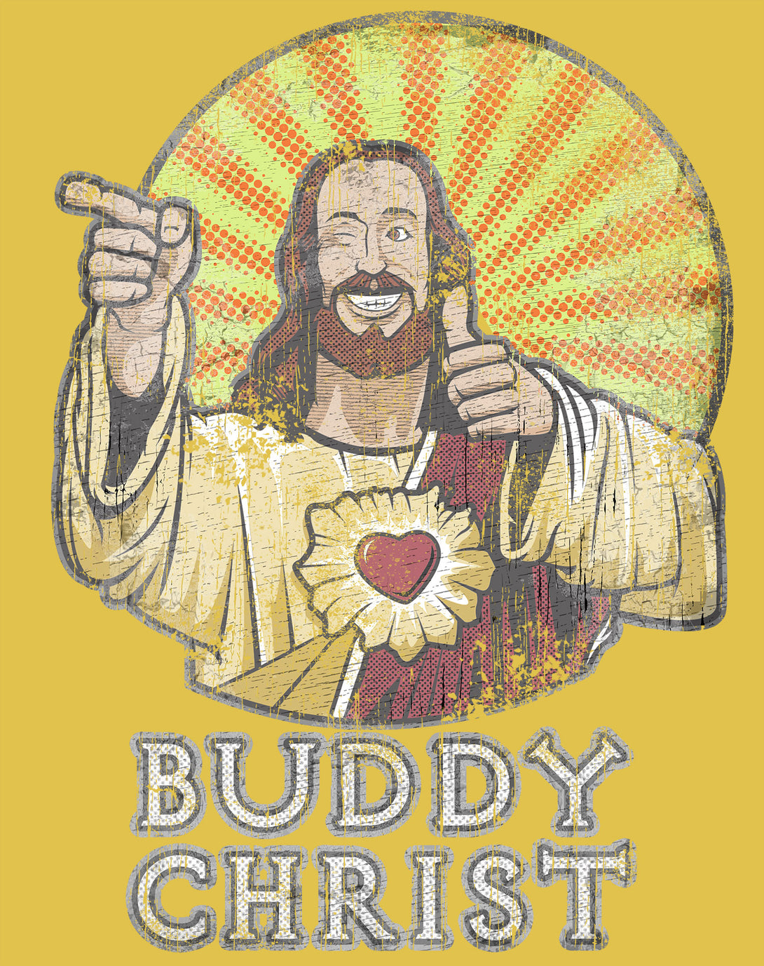 Kevin Smith View Askewniverse Buddy Christ Got Summer Vintage Variant Official Women's T-Shirt Yellow - Urban Species Design Close Up