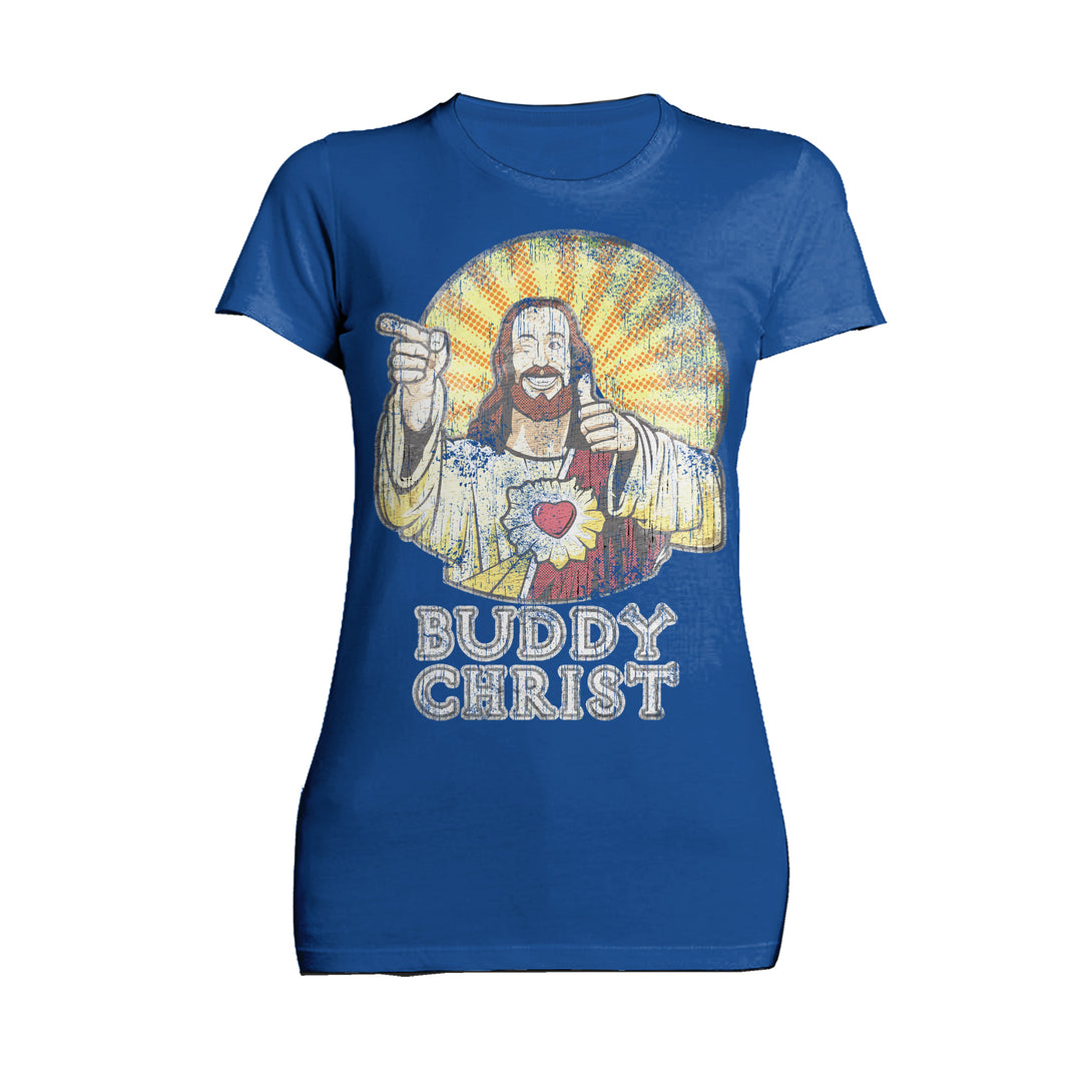 Kevin Smith View Askewniverse Buddy Christ Got Summer Vintage Variant Official Women's T-Shirt Blue - Urban Species