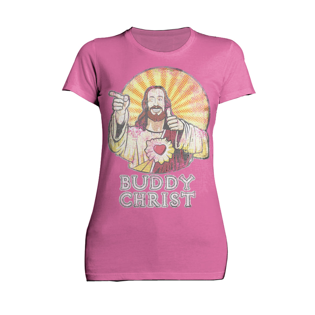 Kevin Smith View Askewniverse Buddy Christ Got Summer Vintage Variant Official Women's T-Shirt Pink - Urban Species