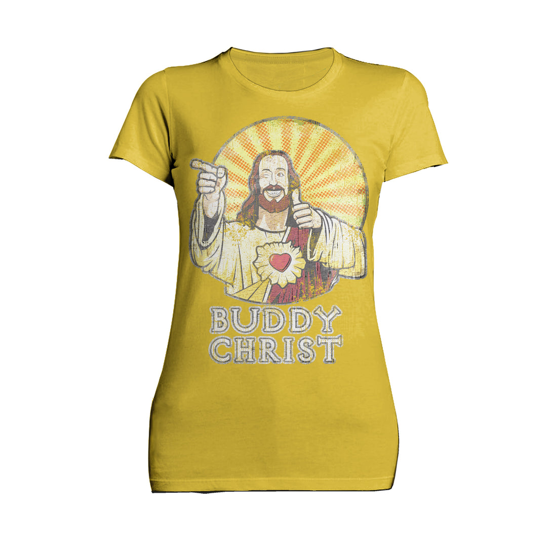 Kevin Smith View Askewniverse Buddy Christ Got Summer Vintage Variant Official Women's T-Shirt Yellow - Urban Species