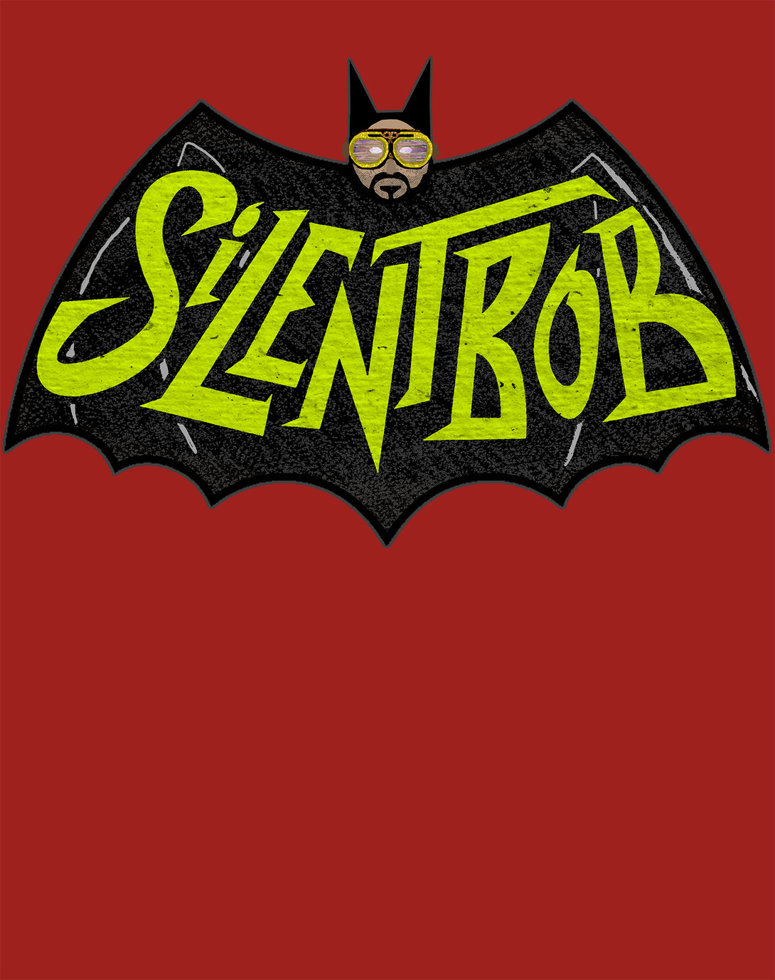 Kevin Smith View Askewniverse Logo Silent Bat Bob Official Men's T-Shirt Red - Urban Species Design Close Up