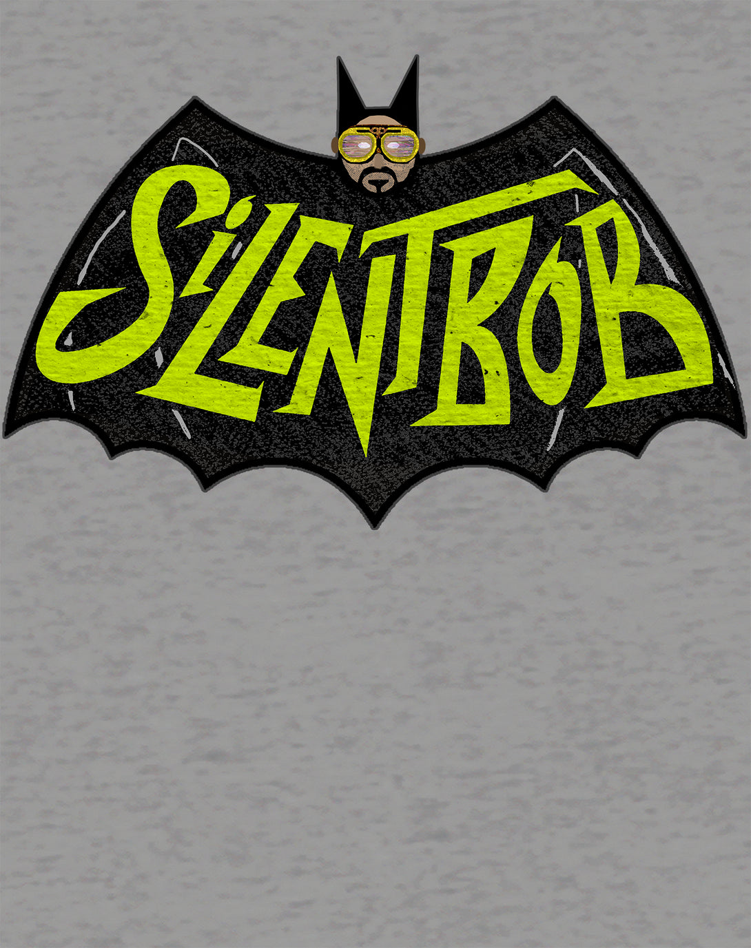 Kevin Smith View Askewniverse Logo Silent Bat Bob Official Men's T-Shirt Sports Grey - Urban Species Design Close Up
