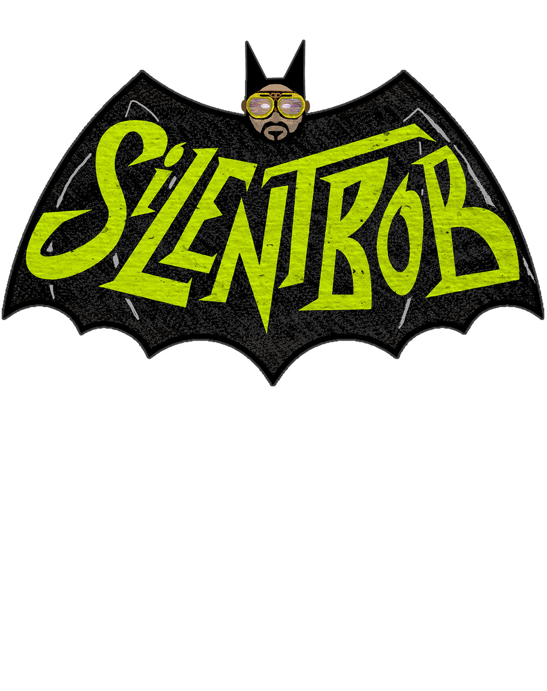 Kevin Smith View Askewniverse Logo Silent Bat Bob Official Men's T-Shirt White - Urban Species Design Close Up