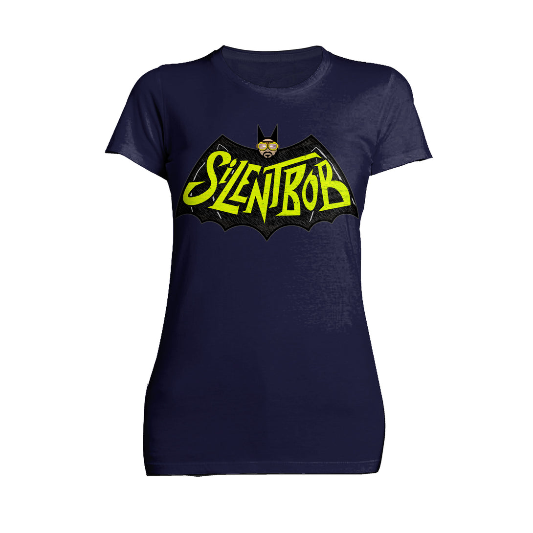 Kevin Smith View Askewniverse Logo Silent Bat Bob Official Women's T-Shirt Navy - Urban Species