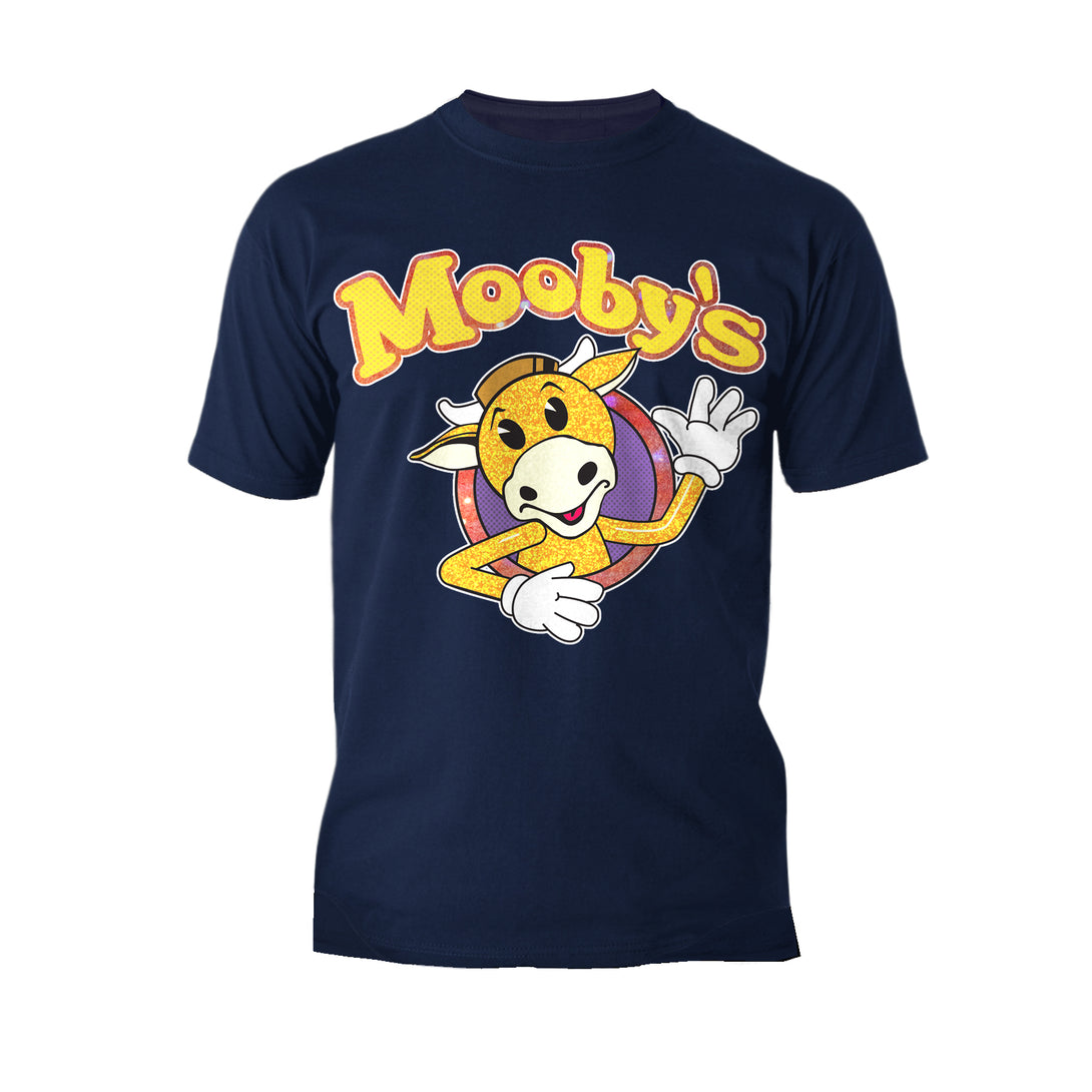 Kevin Smith View Askewniverse Mooby's Logo Golden Calf Edition Official Men's T-Shirt Navy - Urban Species