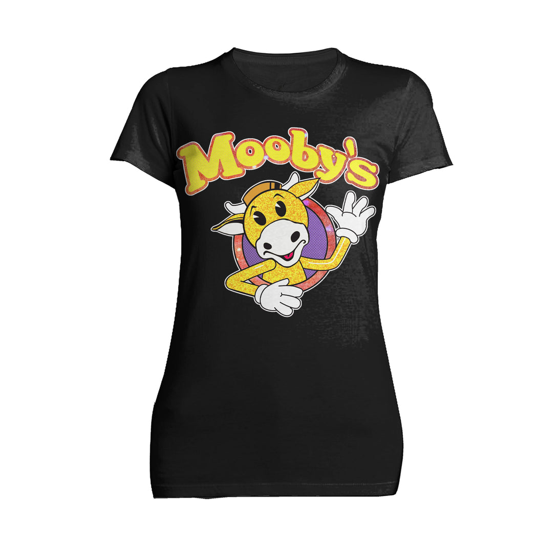 Kevin Smith View Askewniverse Mooby's Logo Golden Calf Edition Official Women's T-Shirt Black - Urban Species