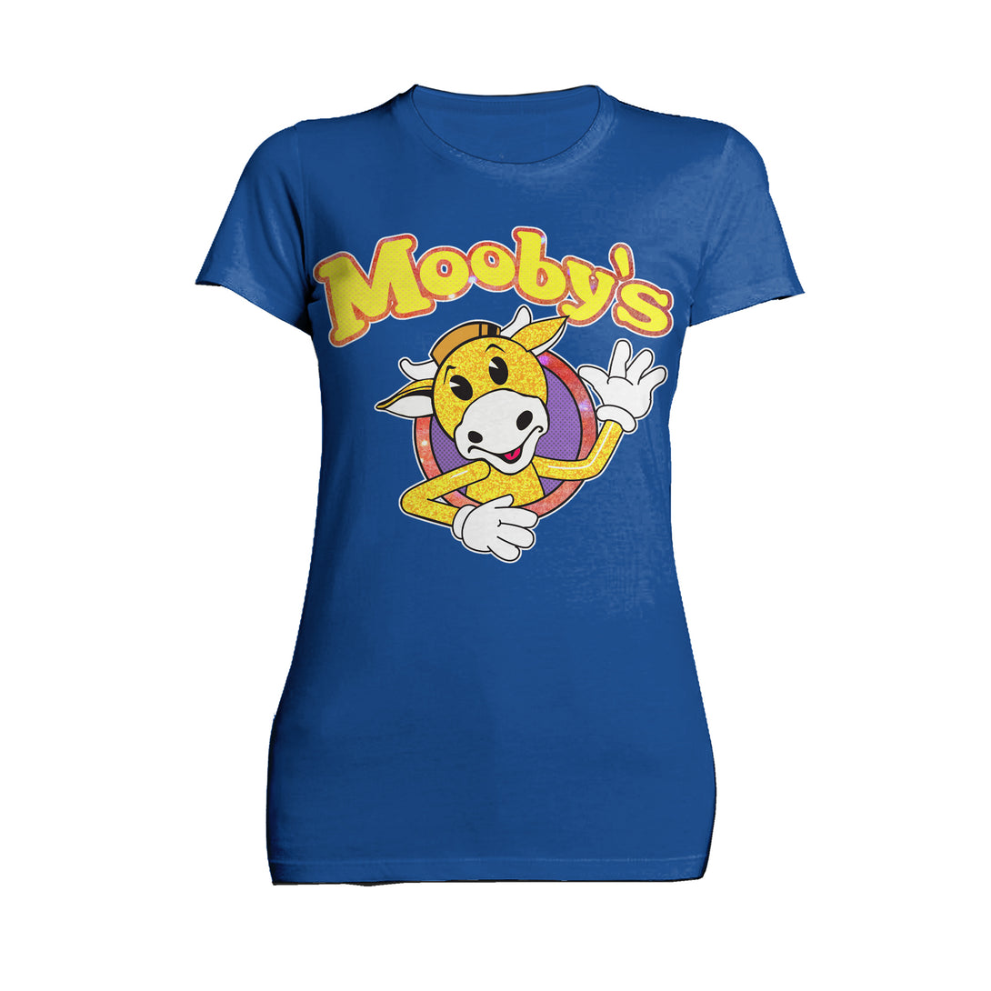 Kevin Smith View Askewniverse Mooby's Logo Golden Calf Edition Official Women's T-Shirt Blue - Urban Species