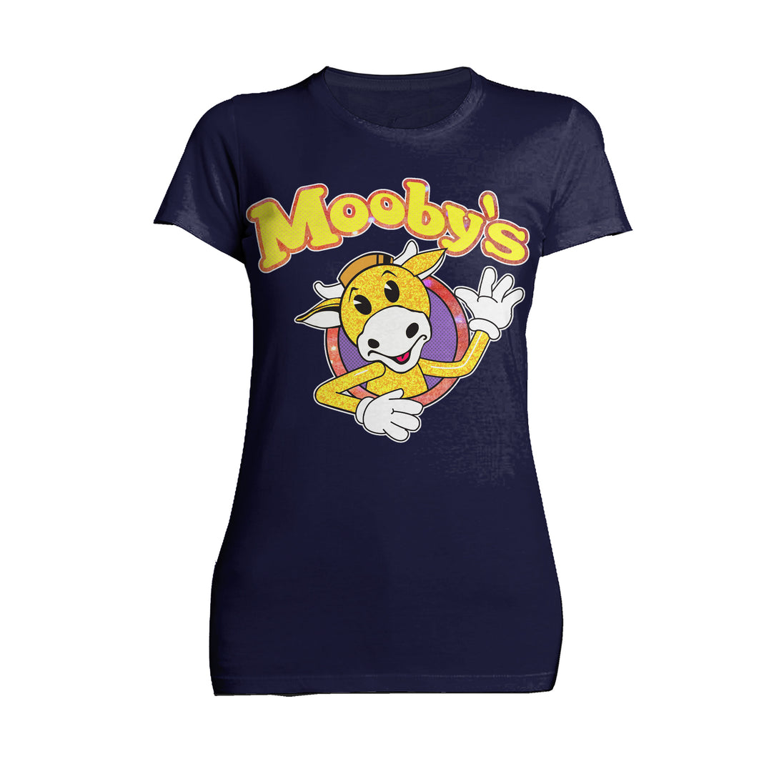 Kevin Smith View Askewniverse Mooby's Logo Golden Calf Edition Official Women's T-Shirt Navy - Urban Species