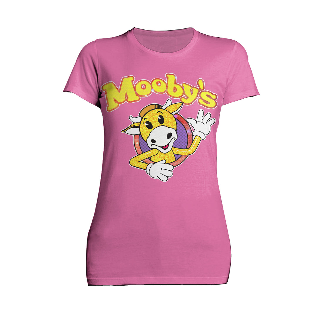 Kevin Smith View Askewniverse Mooby's Logo Golden Calf Edition Official Women's T-Shirt Pink - Urban Species