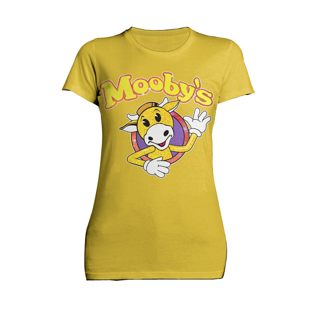 Kevin Smith View Askewniverse Mooby's Logo Golden Calf Edition Official Women's T-Shirt Yellow - Urban Species