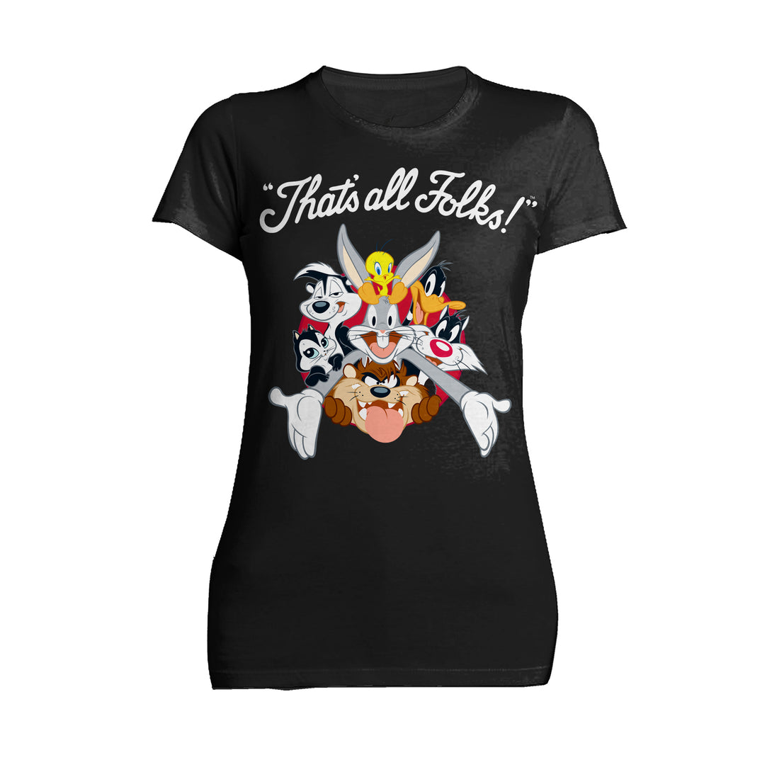 Looney Tunes All Stars That's All Folks Official Women's T-shirt Black - Urban Species