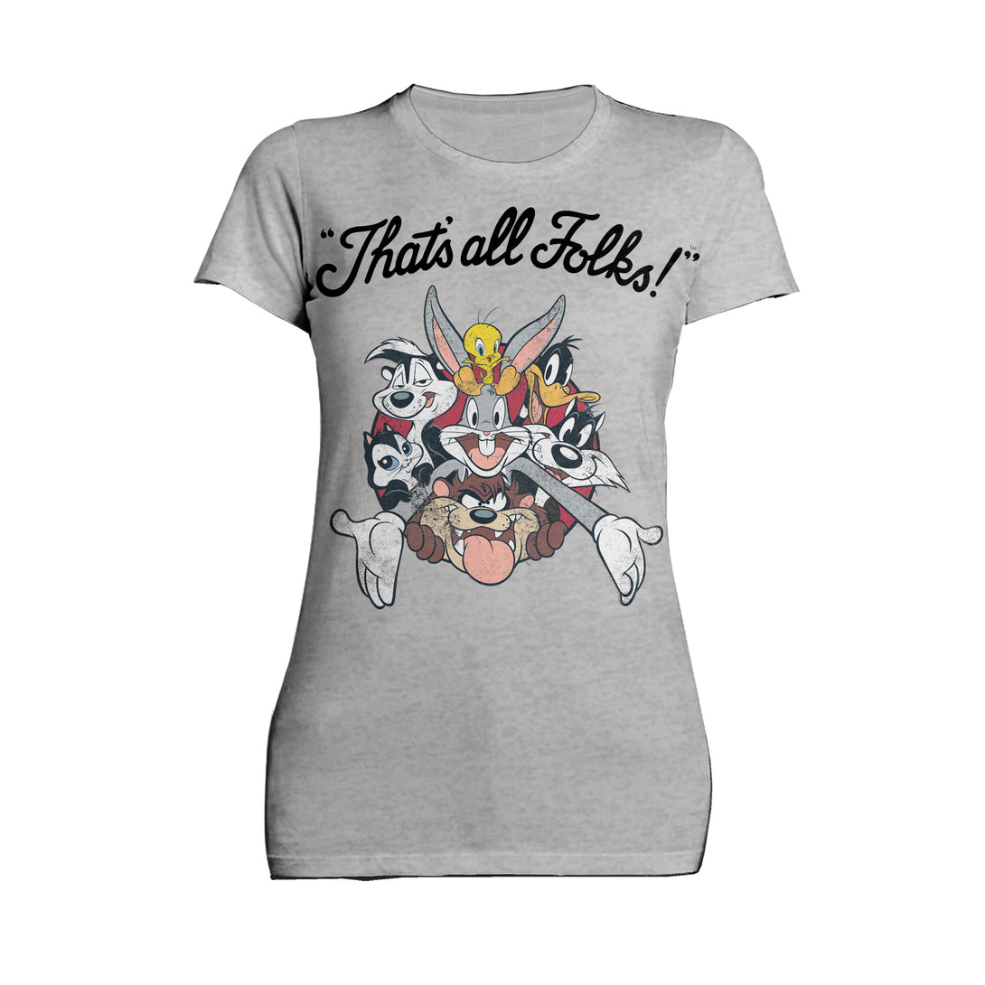 Looney Tunes All Stars That's All Folks Official Women's T-shirt Sports Grey - Urban Species