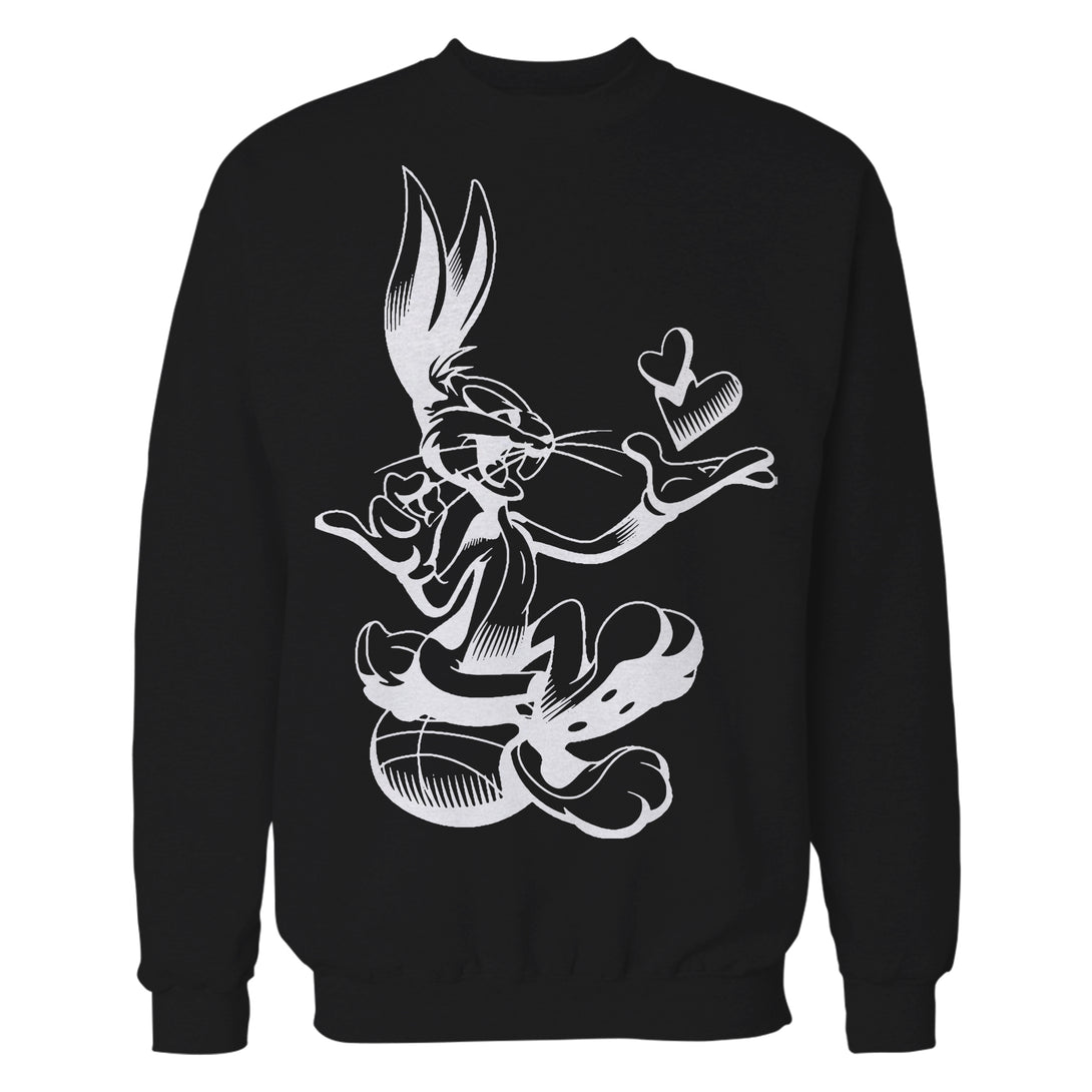 Looney Tunes Bugs Bunny Line Ball Heart Official Sweatshirt Black - Urban Species