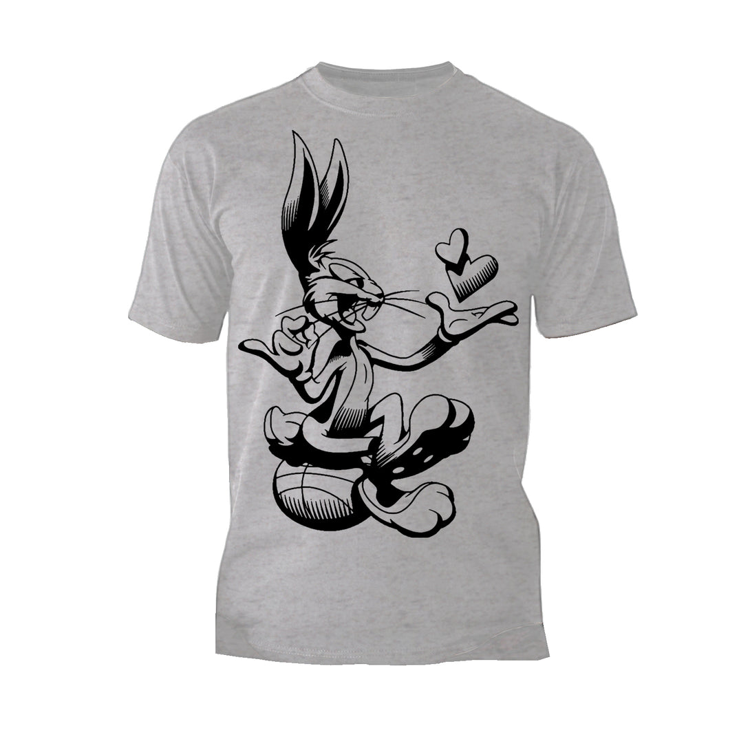 Looney Tunes Bugs Bunny Line Ball Heart Official Men's T-shirt Sports Grey - Urban Species