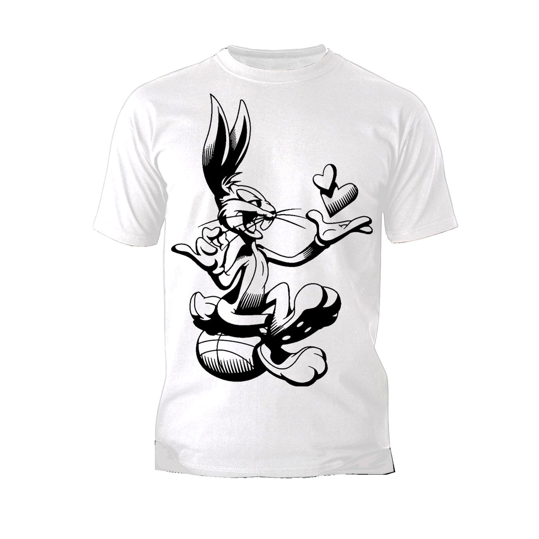 Looney Tunes Bugs Bunny Line Ball Heart Official Men's T-shirt White - Urban Species