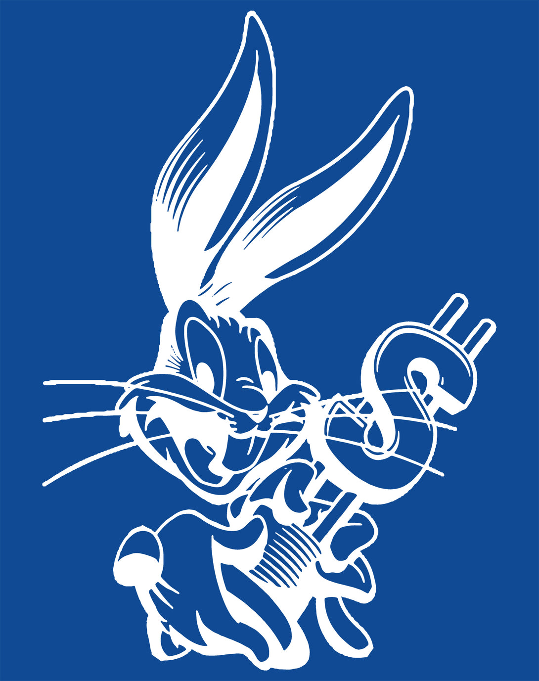 Looney Tunes Bugs Bunny Line Dollar Official Men's T-shirt Blue - Urban Species Design Close Up