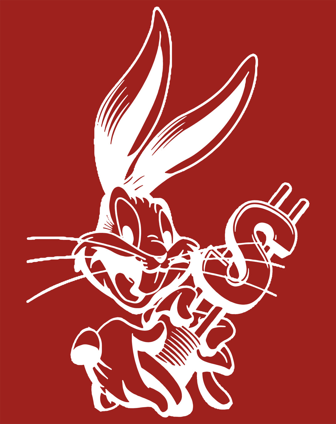 Looney Tunes Bugs Bunny Line Dollar Official Men's T-shirt Red - Urban Species Design Close Up