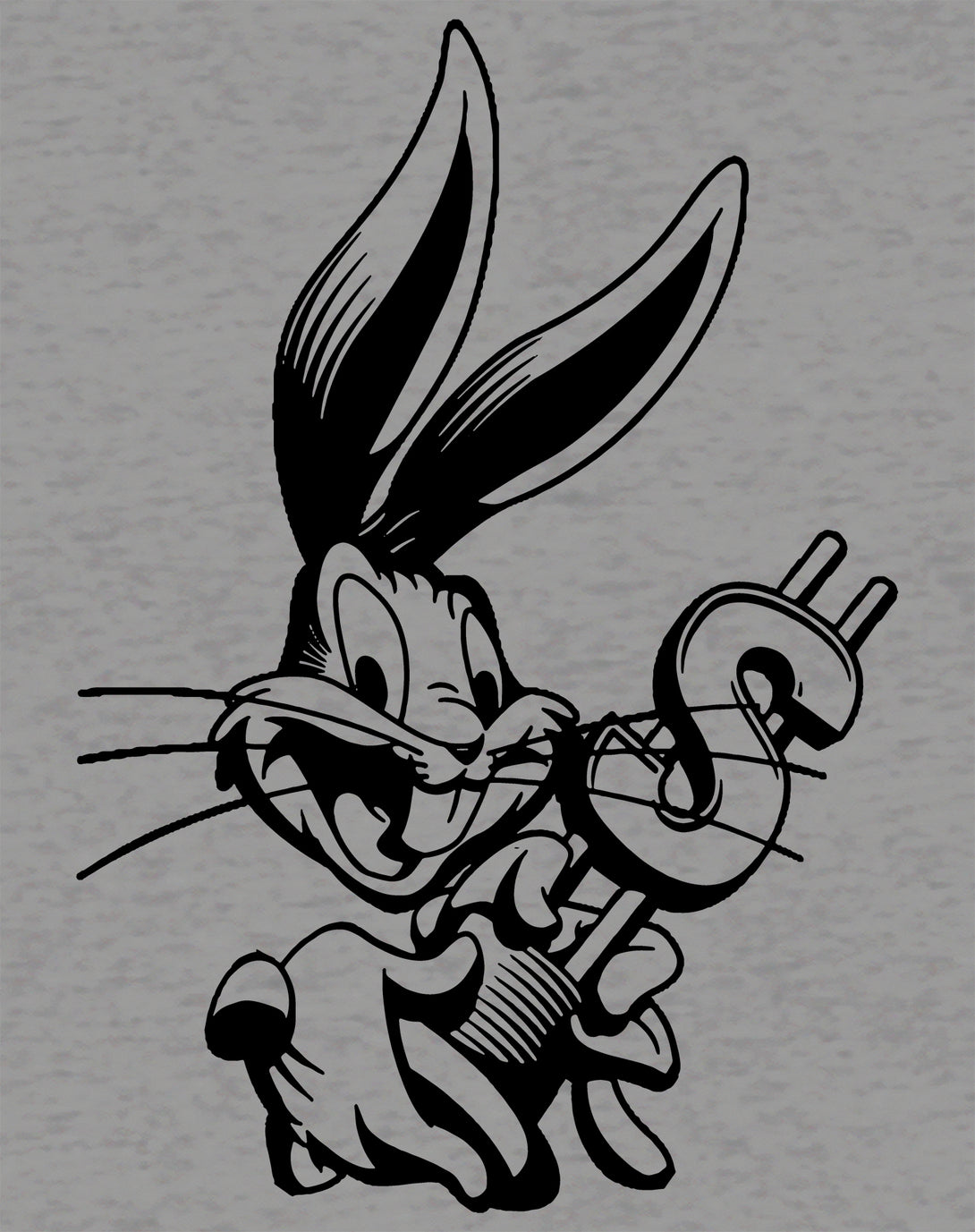 Looney Tunes Bugs Bunny Line Dollar Official Men's T-shirt Sports Grey - Urban Species Design Close Up