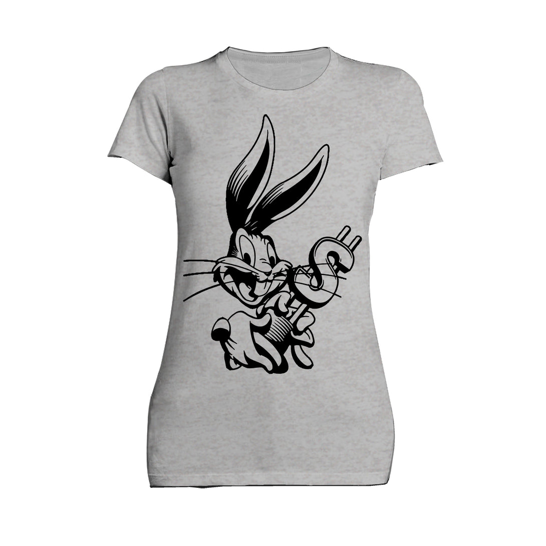 Looney Tunes Bugs Bunny Line Dollar Women's T-shirt Sports Grey - Urban Species