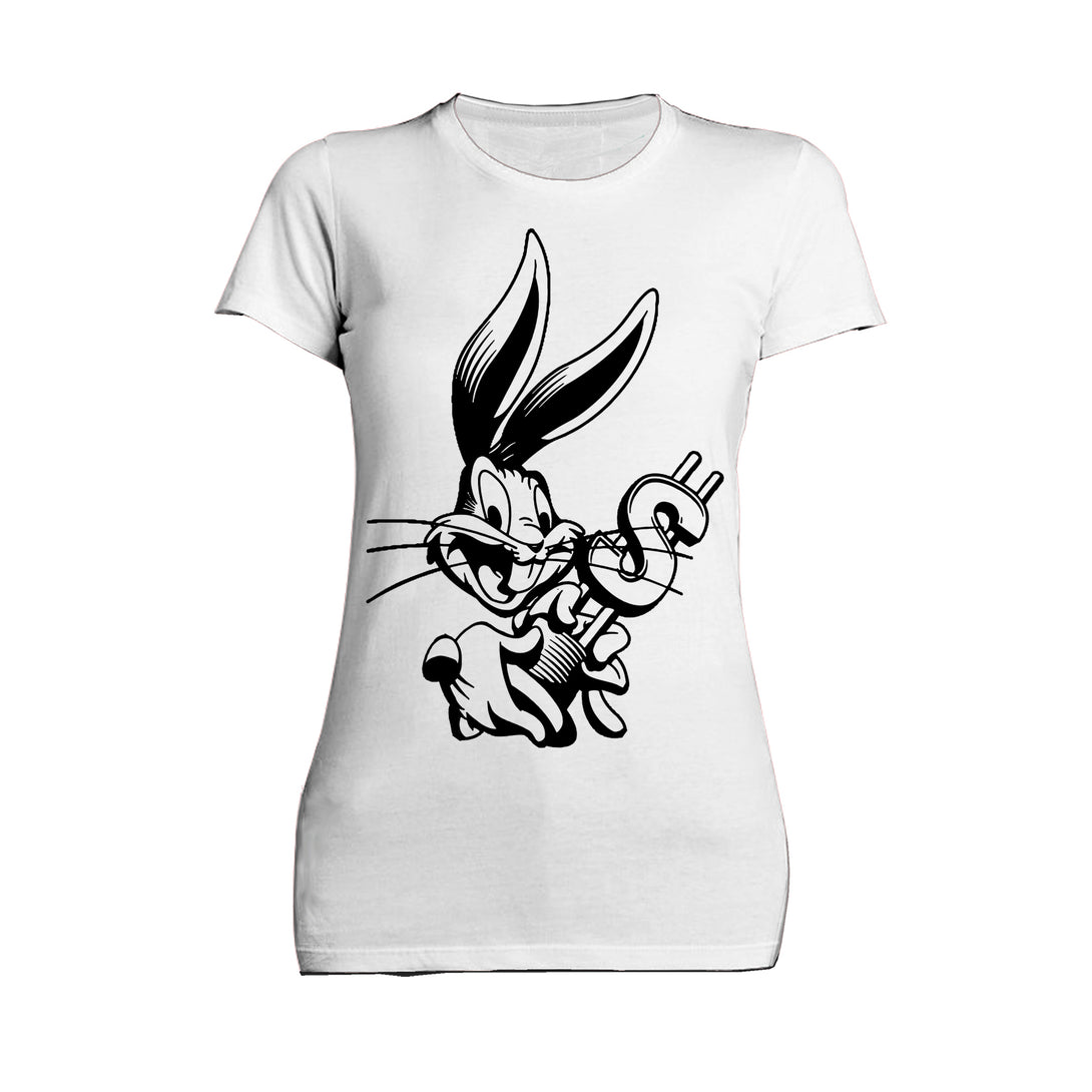 Looney Tunes Bugs Bunny Line Dollar Women's T-shirt White - Urban Species