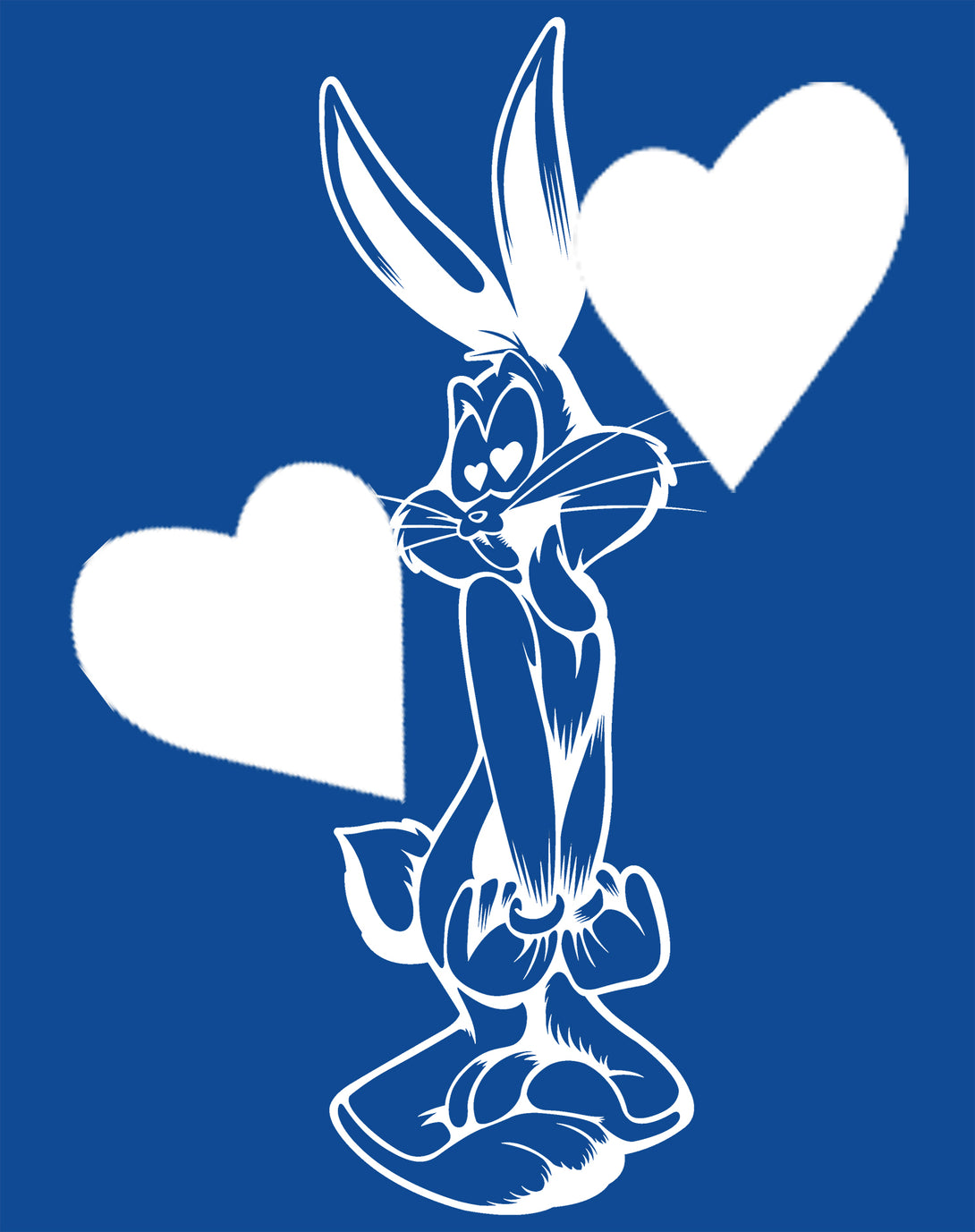 Looney Tunes Bugs Bunny Line Hearts Official Men's T-shirt Blue - Urban Species Design Close Up