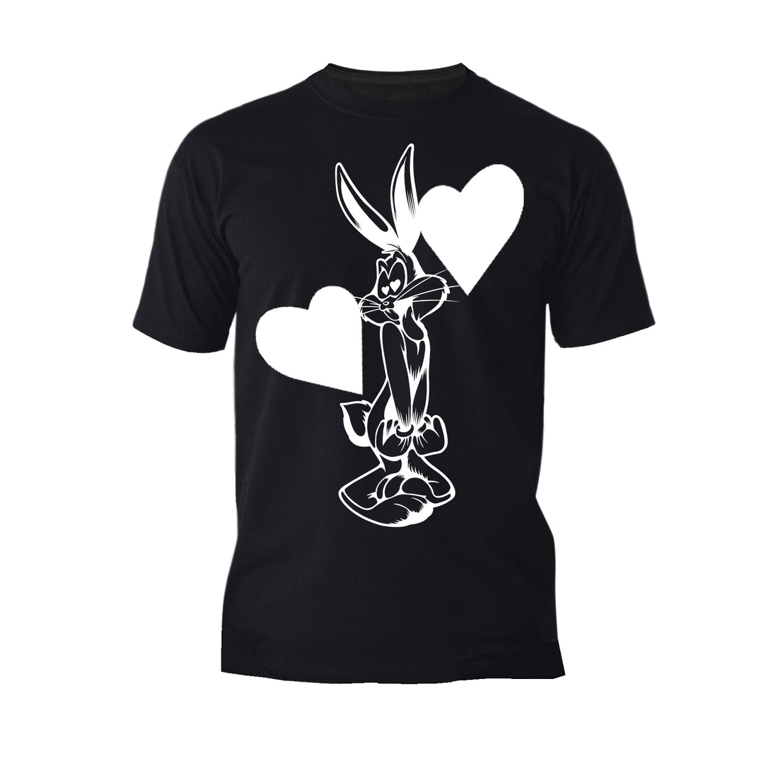 Looney Tunes Bugs Bunny Line Hearts Official Men's T-shirt Black - Urban Species