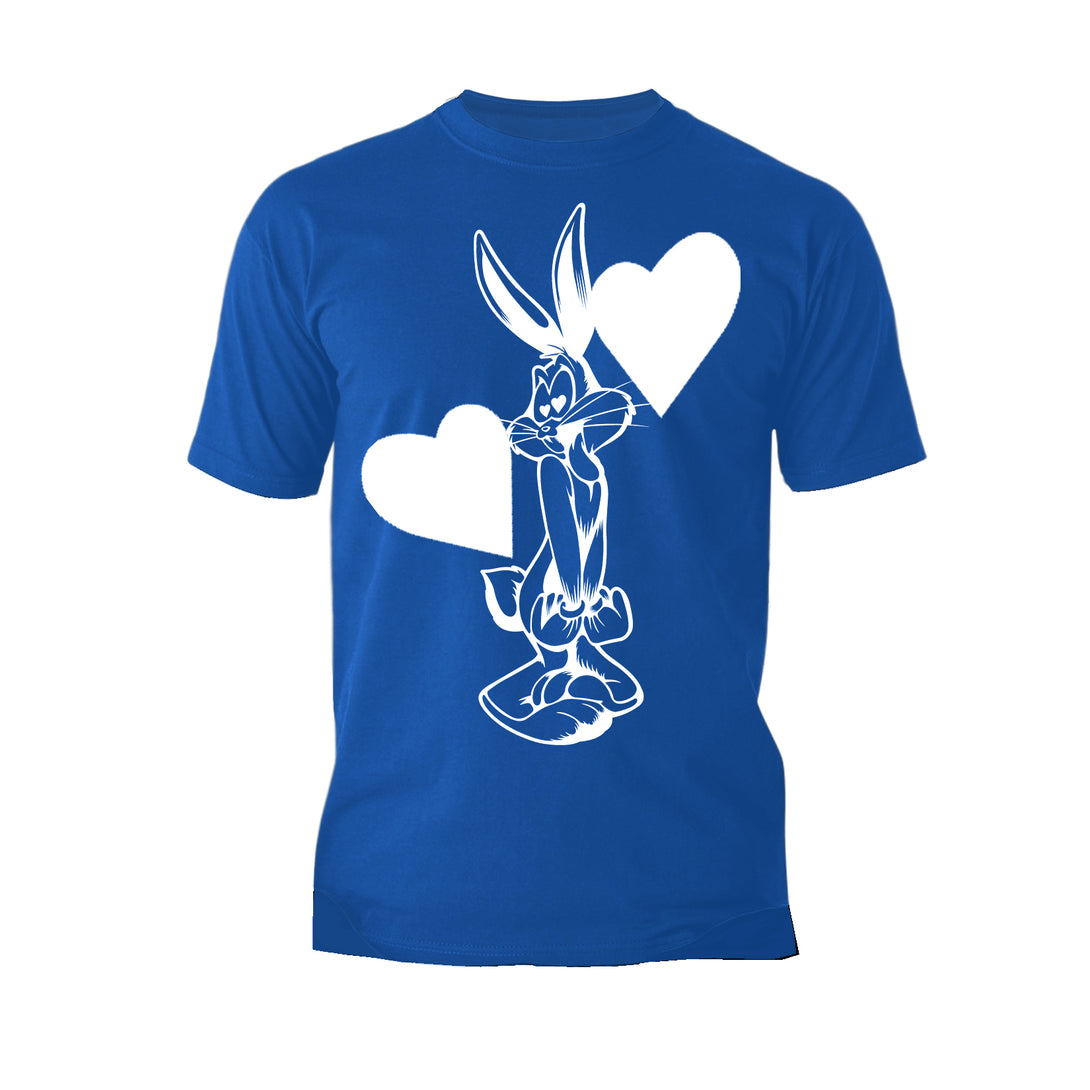 Looney Tunes Bugs Bunny Line Hearts Official Men's T-shirt Blue - Urban Species