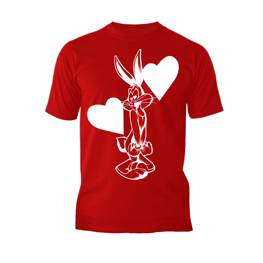 Looney Tunes Bugs Bunny Line Hearts Official Men's T-shirt Red - Urban Species