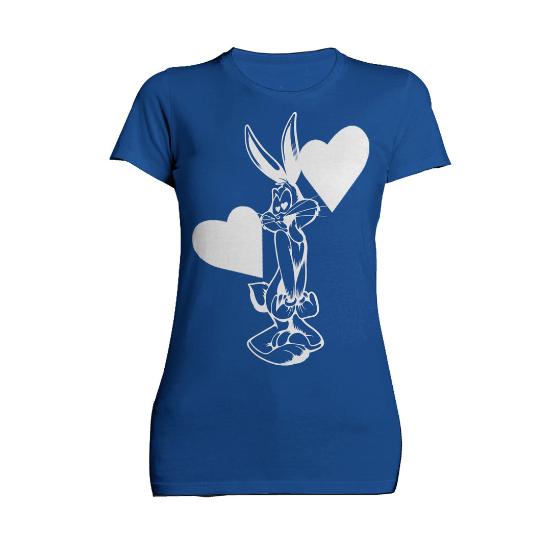 Looney Tunes Bugs Bunny Line Hearts Women's T-shirt Blue - Urban Species