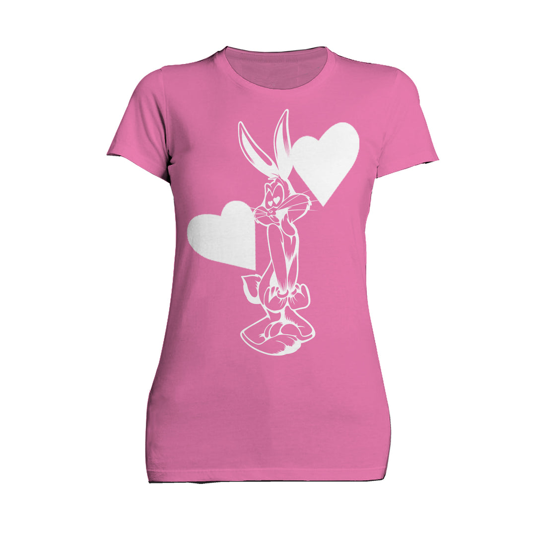 Looney Tunes Bugs Bunny Line Hearts Women's T-shirt Pink - Urban Species