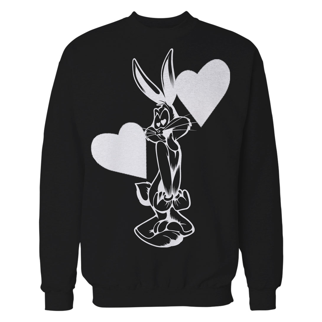 Looney Tunes Bugs Bunny Line Hearts Official Sweatshirt Black - Urban Species