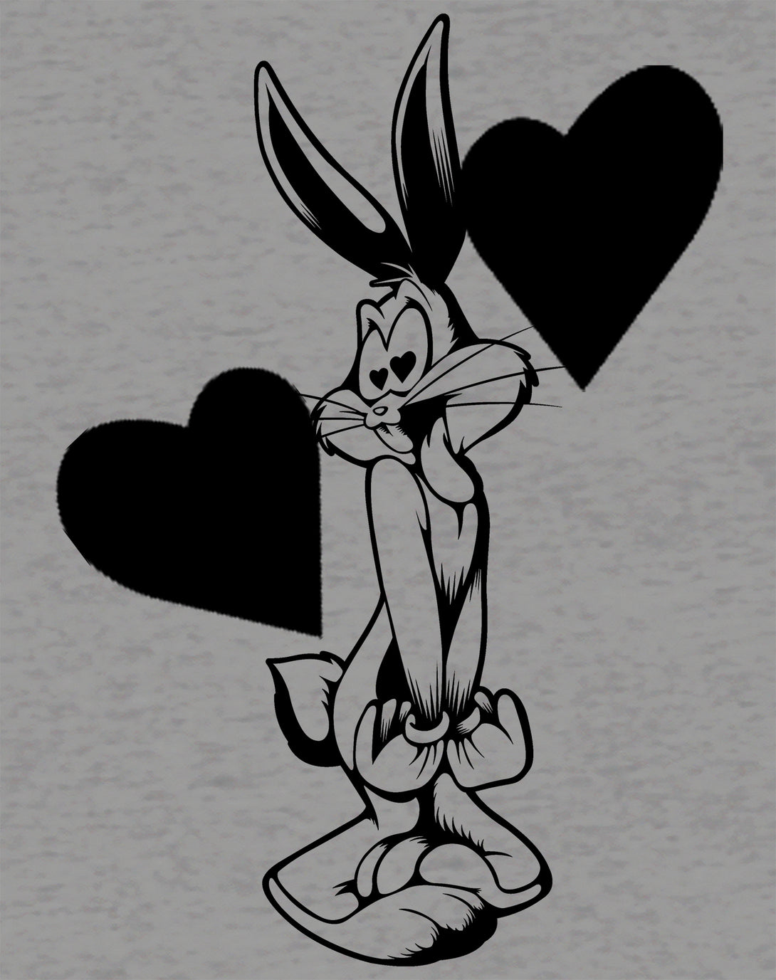 Looney Tunes Bugs Bunny Line Hearts Women's T-shirt Sports Grey - Urban Species Design Close Up