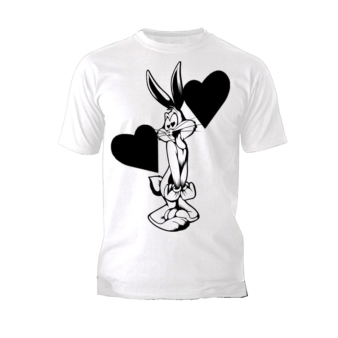 Looney Tunes Bugs Bunny Line Hearts Official Men's T-shirt White - Urban Species