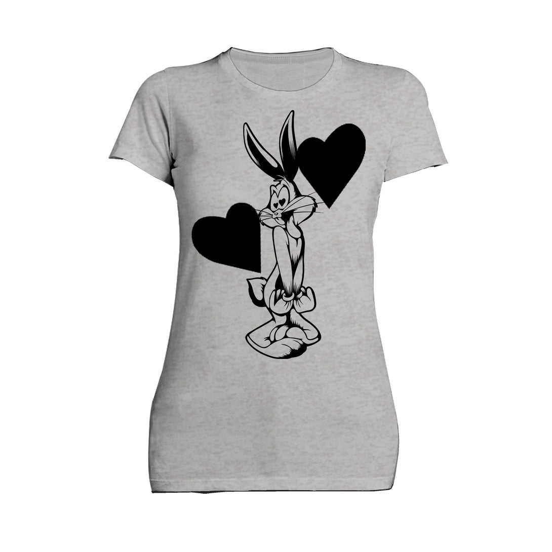 Looney Tunes Bugs Bunny Line Hearts Women's T-shirt Sports Grey - Urban Species