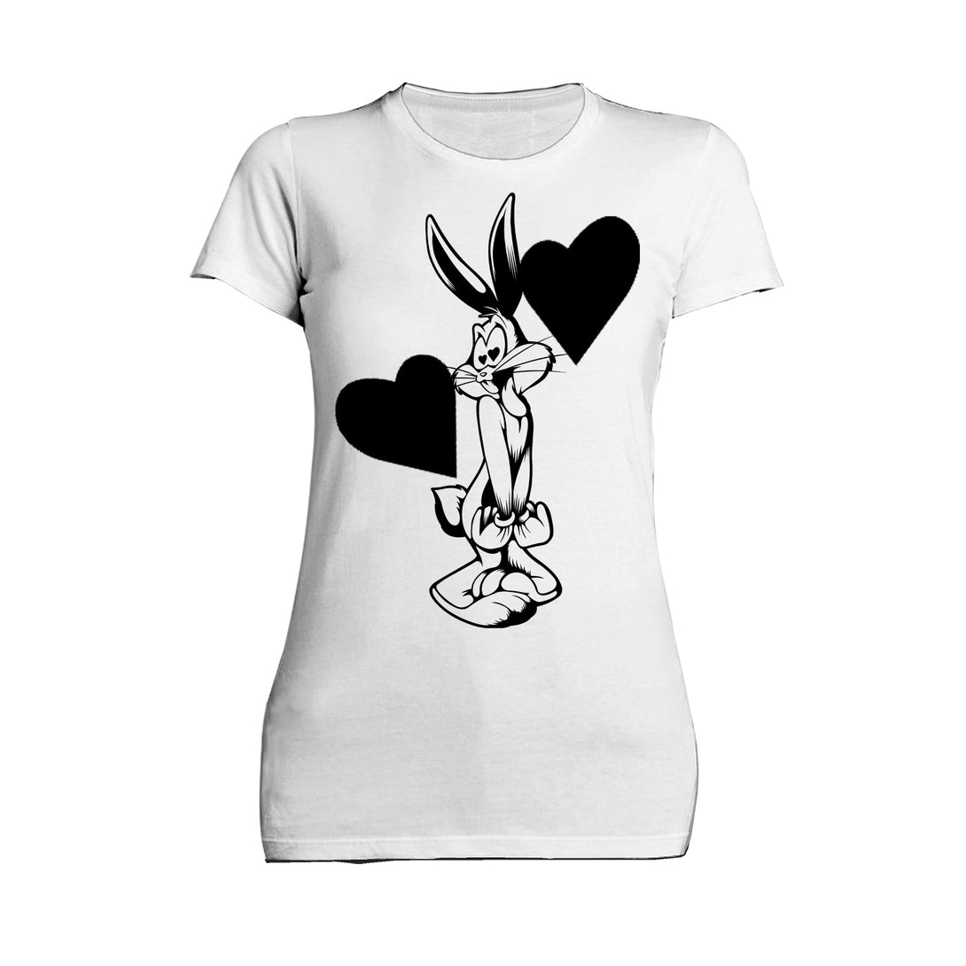 Looney Tunes Bugs Bunny Line Hearts Women's T-shirt White - Urban Species