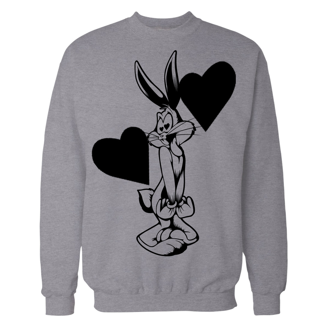 Looney Tunes Bugs Bunny Line Hearts Official Sweatshirt Sports Grey - Urban Species