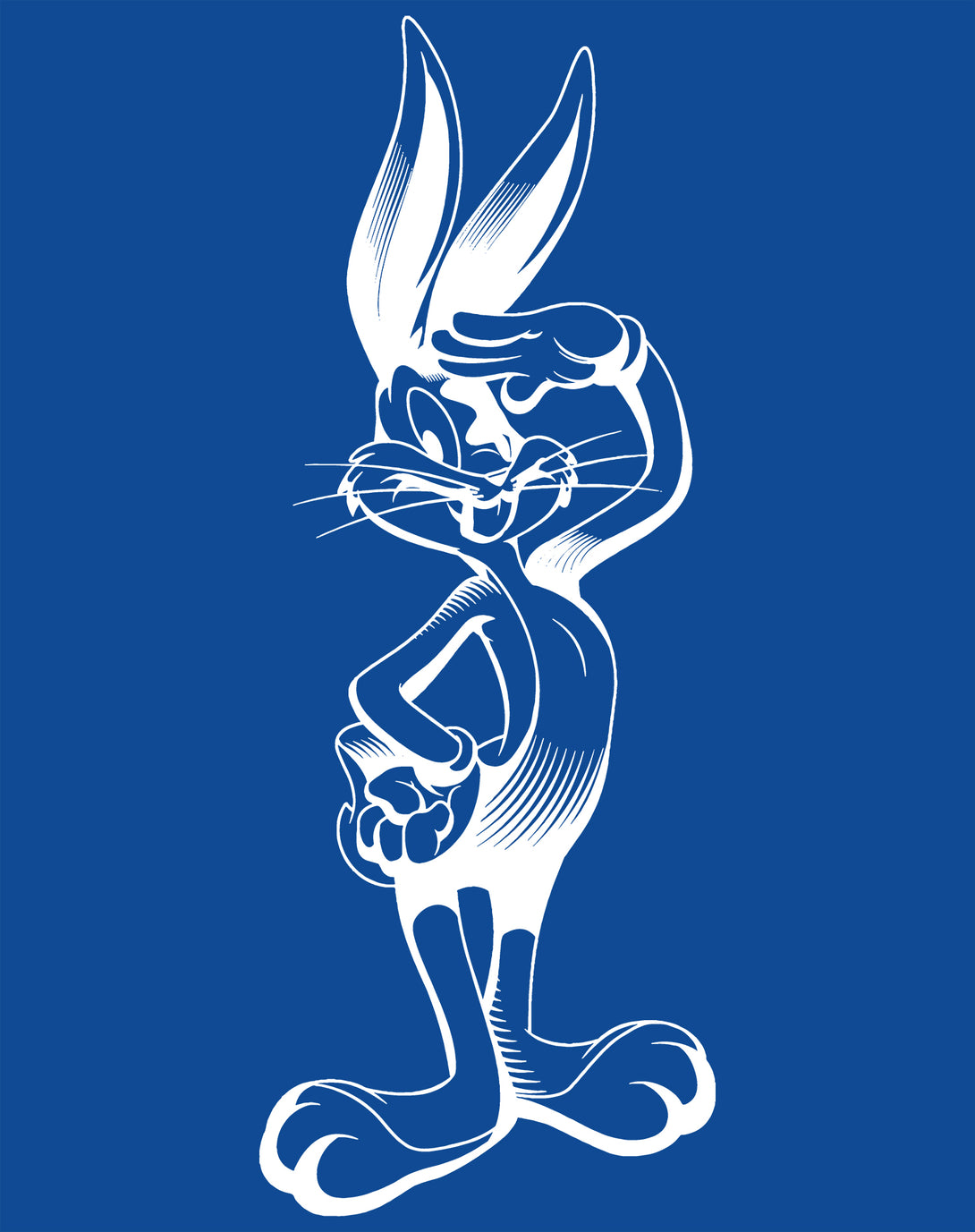 Looney Tunes Bugs Bunny Line Salute Official Men's T-shirt Blue - Urban Species Design Close Up