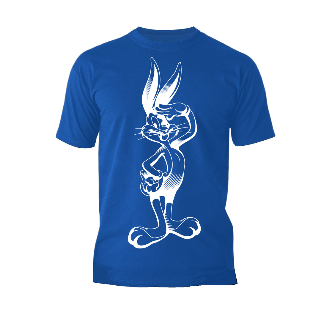 Looney Tunes Bugs Bunny Line Salute Official Men's T-shirt Blue - Urban Species