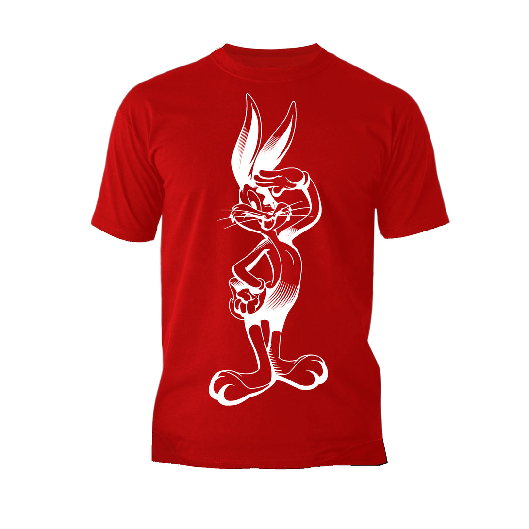 Looney Tunes Bugs Bunny Line Salute Official Men's T-shirt Red - Urban Species