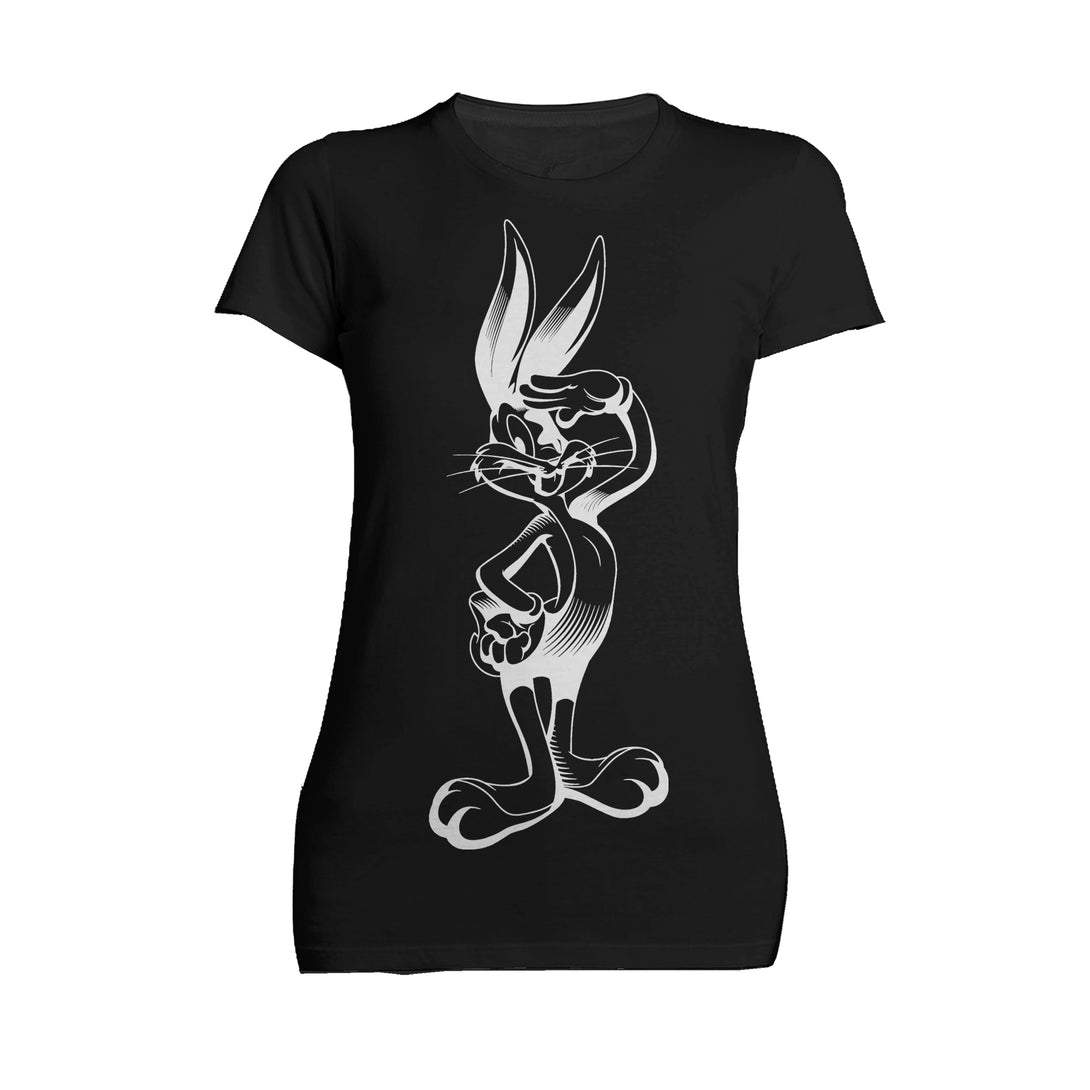 Looney Tunes Bugs Bunny Line Salute Women's T-shirt Black - Urban Species