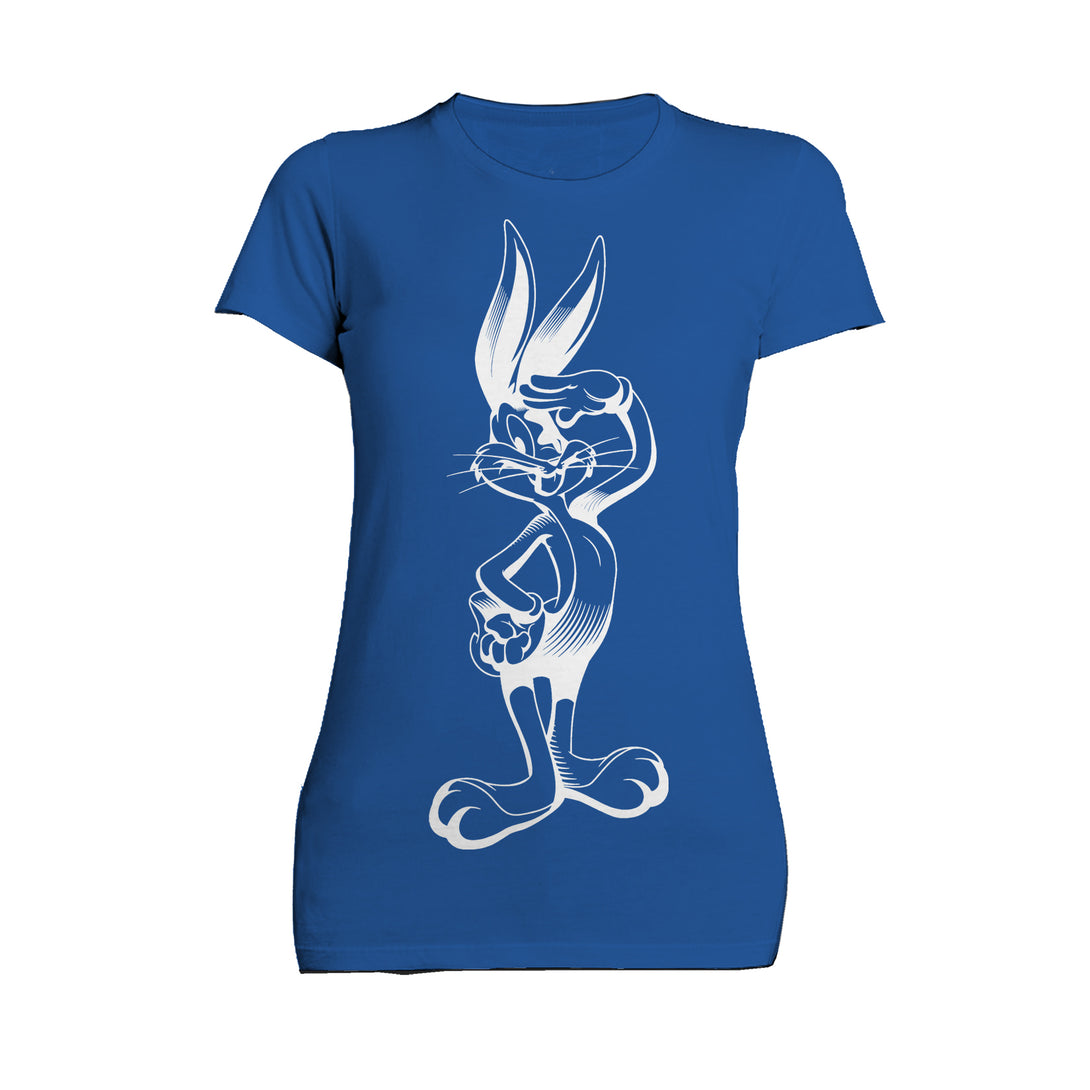 Looney Tunes Bugs Bunny Line Salute Women's T-shirt Blue - Urban Species