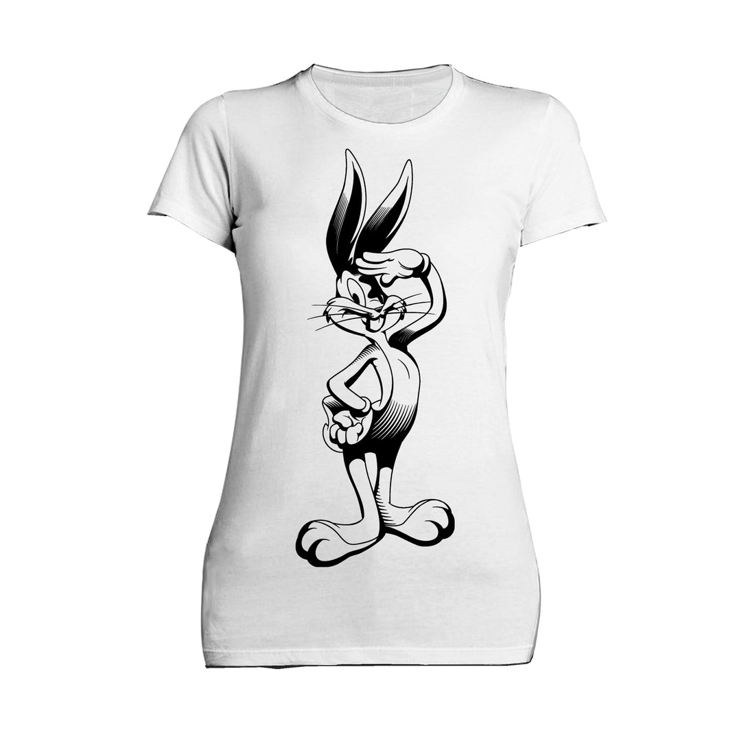 Looney Tunes Bugs Bunny Line Salute Women's T-shirt White - Urban Species